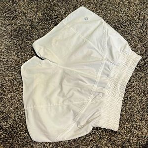 White Lululemon ‘Track That’ Shorts, Been worn once, pull tag is still attached